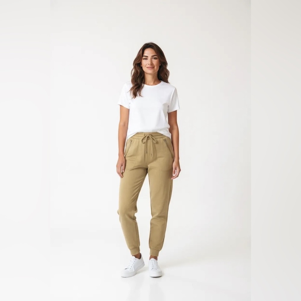 BLU ROCK Womens Olive Jogger Sweatpants Size M zip pockets lounge pants running